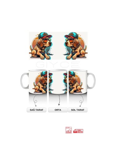 Köpek Temalı Seramik Baskılı Kupa Gy1004 Beyaz