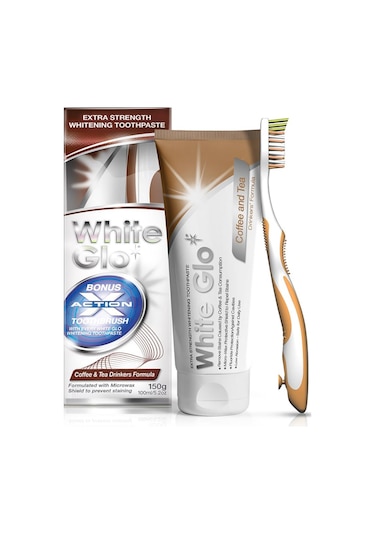 White Glo Çay & Kahve Tüketenlere Beyazlatıcı Diş Macunu 100 ML + Diş Fırçası x 2