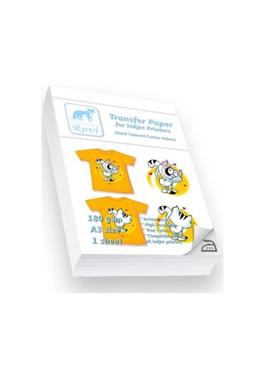 Rovi Transfer Kağıdı (Koyu Renk Pamuklu Kumaş) - 5 Ad 180Gsm - A3