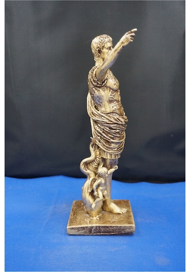 Sezar Augustus Roma İmparatoru Heykeli - 33 Cm Dekoratif Biblo, Ev & Ofis Hediyelik Aksesuar Altın