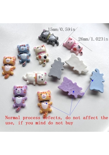 Mor 10 Adet Randommixed Sevimli Kedi Reçine Düz Arka Dekoratif Karalama Defteri Dıy Telefon Kılıfı Saç Dekorasyon Reçine Aksesuarları