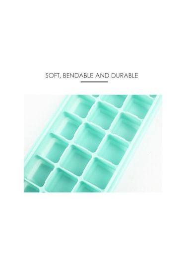 Hfambition Ev Ve Bar Kullanıma Güvenli Silikon Buz Kübü Şeffaf Kapaklı 24'lü Buzluk Yeşil Çok Renkli