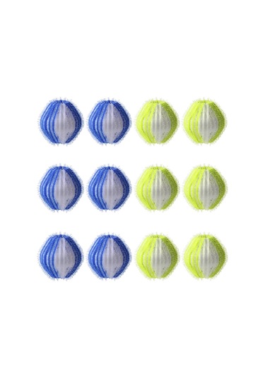 Vkemall 12 Adet Yeniden Kullanılabilir Çamaşır Makinesi Tüy Toplayıcı Topları - Evcil Hayvan Tüyü Ve Tokaği Temizleyici Beyaz-mavi + Beyaz-sarı