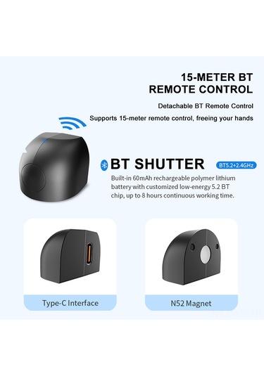 Yunboo Rx01 Mor Çekim Kolu: 15w Kablosuz Şarj, Dönebilen Telefon Tutucu, Bluetooth Kontrollü, Dahili Pil, Seyahat Ve Günlük Kullanım İçin İdeal