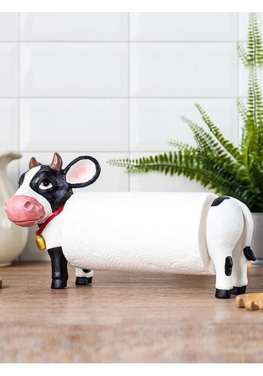 Yaratıcı Reçine Rulo Doku Tutucu Ana Masaüstü Dekorasyon Süsleri Sevimli İnek Rulo Kağıt Tutucu Mutfak Basit Rulo Doku Kutusu Doku Kutuları Beyaz