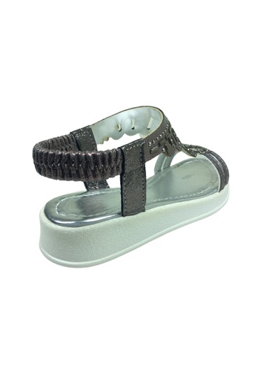 Ortopedikal Grafen Filet Kız Çocuk Sandalet Platin Taşlı Topuklu Platin