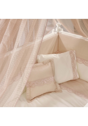 Meltem Kids Mondo İncili Pembe Pamuklu Bebek Uyku Seti 60 x 120 CM Pembe