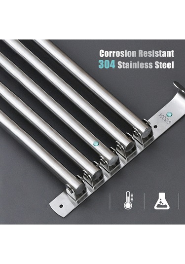 Gajeena 304 Paslanmaz Çelik 2 Çubuklu 180 Dönebilen, Delme/delmesiz Montajlı, Kancalı Çok Amaçlı Havlu Rakımı 34.5cm, Delme Parçaları İçerir Diğer