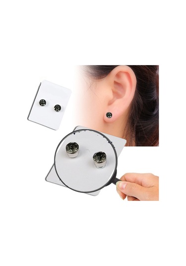 Vkemall Sağlıklı Manyetik Küpe - Çek Rhinestone Kaplama, Kulak Delme Gerektirmeyen Moda Aksesuarı 6mm Gri