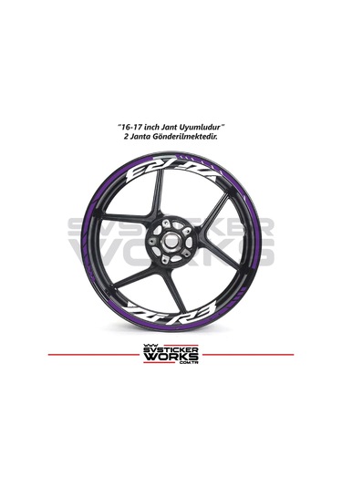Yamaha Yzf-r3 Yazılı Jant Sticker Dış Ve İç Set Sticker Jant Şeridi Mor