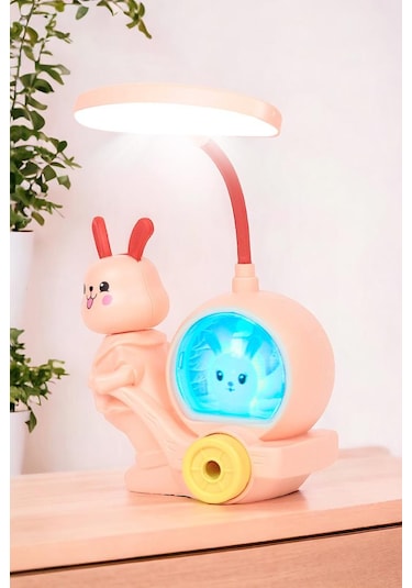 Tavşan Modelli Led Masa Lambası Pembe