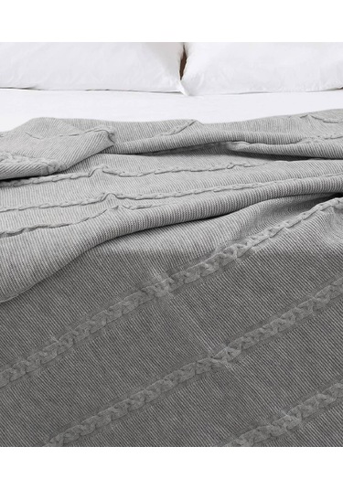 Koza Home Trenza Gri Çift Kişilik Battaniye 15030