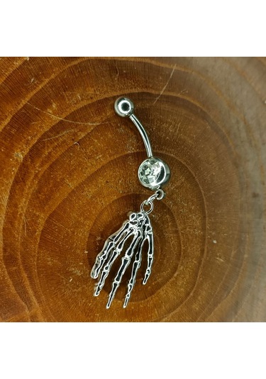 Aya Tasarım Gümüş Renk El Model Göbek Piercing Gümüş