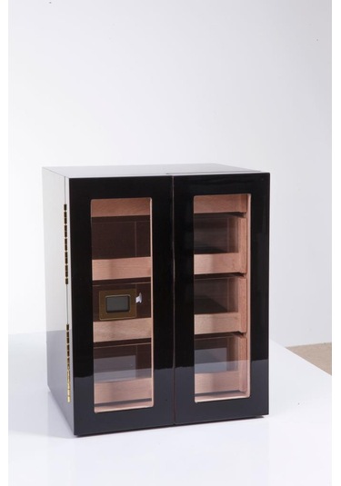 Premiumquality Santa Rosa Siyah 4 Çekmeceli Sedir Humidor Puro Kutusu