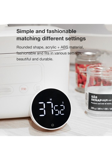 Teltree Beyaz Manyetik Led Gösterge Devirli Zamanlayıcı - Sessiz Modlu, Akıllı Zaman Yönetimi İçin Mutfak Ve Öğrenme