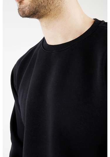 Uniprom Sıfır Yaka Sweatshirt Kalın Kumaş İçi Şardonlu Lacivert Erkek Lacivert