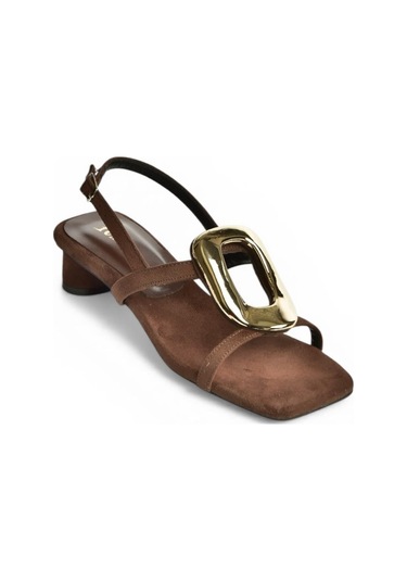 Fox Shoes Y282440002 Kahverengi Süet Alçak Kalın Topuklu Kadın Ayakkabı
