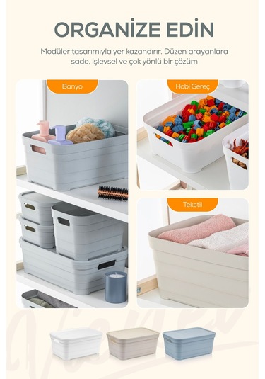 Vienev 4'lü Kapaklı 5 Litre Saklama Kutusu Mavi Mavi