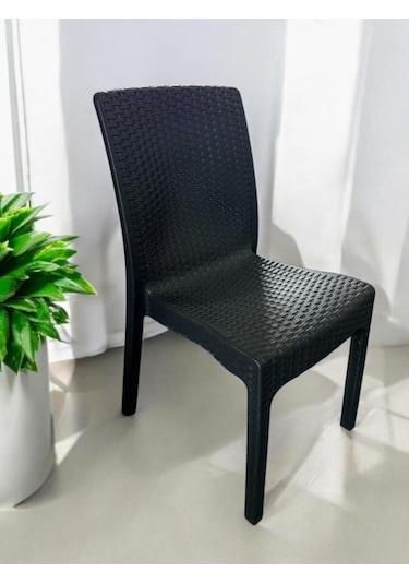 6 Adet Kolsuz Rattan Sandalye Antrasit Antrasit