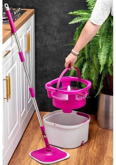 Temiz Kirli Suyu Ayırma Özellikli Otomatik Mop Seti Paspas Seti Mikrofiber Temizlik Seti