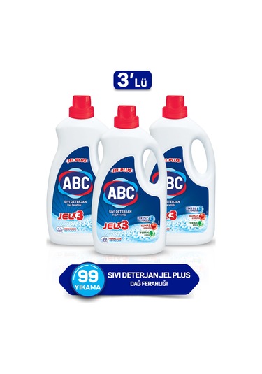 ABC Jel Plus Dağ Ferahlığı Sıvı Çamaşır Deterjanı 33 Yıkama 3 x 2145 ML