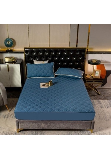 Novahub Mavi Yatak Koruyucu Kapitone Yatak Koruyucu Su Geçirmez Yatak Örtüsü Anti-akar Yatak Örtüsü Yastık Kılıfı - Diğer Mavi