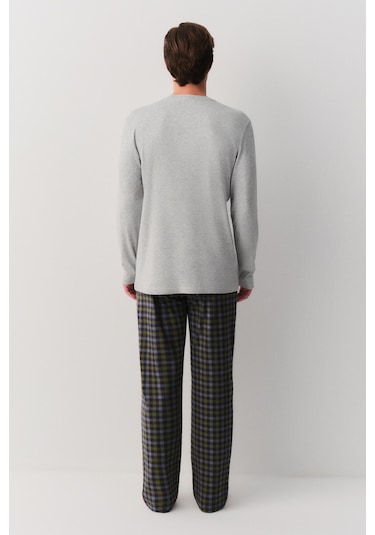 Suwen Alex Erkek Pijama Takımı Sh26307660959 Gri Ekoseli