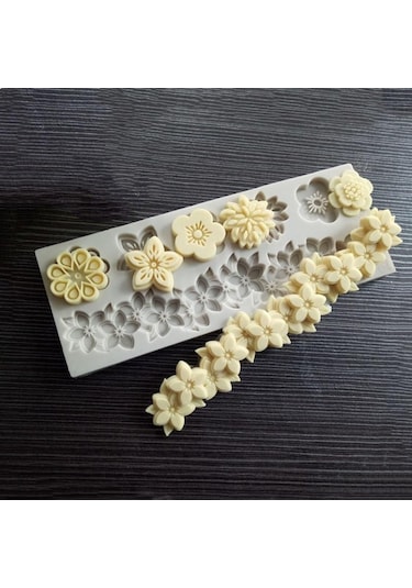 Çiçekler Çeşitli Fondan Silikon Kalıp Dıy Kek Çevresi Kalıp Yumuşak Şeker Kalıbı