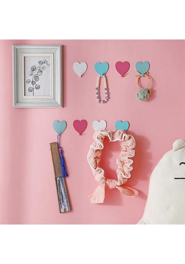 Cbtx E711 12 Adet Demir Duvara Monte Kalp Şeklinde Yapışkanlı Askılar Yapışkan Etiketli - Gümüş