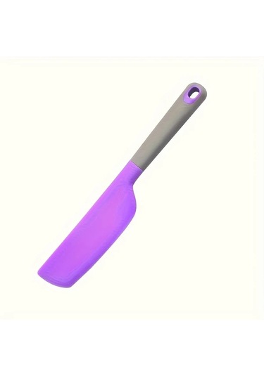 Elmpaly Mor Renkli Büyük Boy Silikon Spatula Yüksek Isıya Dayanıklı Yapışmaz Yumuşak Mutfak Aleti Metal