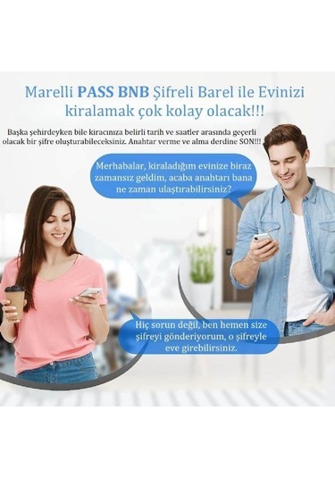 Marelli Pass Bnb Air Bnb Fonksiyonlu Şifreli Çelik Kapı Kilidi Kapı Göbeği