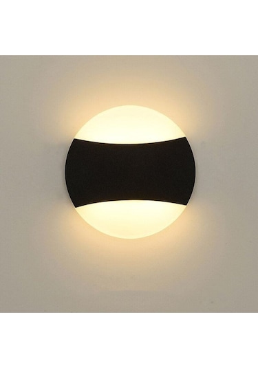 18 Watt Gün Işığı Ledli Bahçe, Balkon, Teras, Kamelya, Veranda, Banyo, Duvar Apliği, Led Armatür Siyah