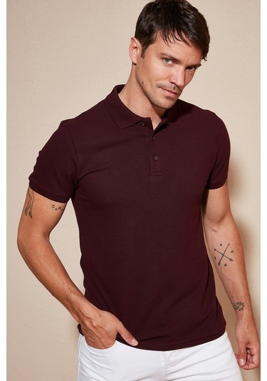 Buratti Pamuklu Regular Fit Düğmeli Erkek Polo Yaka T Shirt 5902127 Vişne