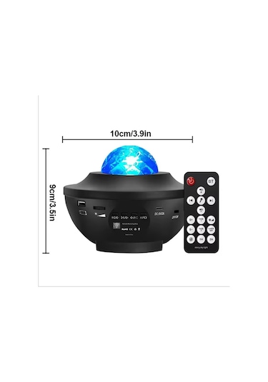 Bluetoothlu Hoparlörlü Müzikli Projektörlü Led Işık Yansıtmalı Çocuk Bebek Odası Gece Lambası Siyah