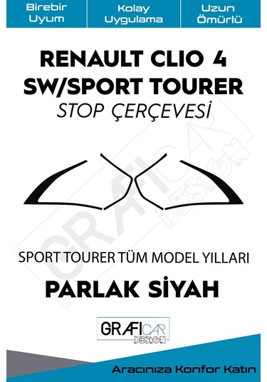 Renault Clio 4 Sw Stop Çerçeve Sticker / Parlak Siyah