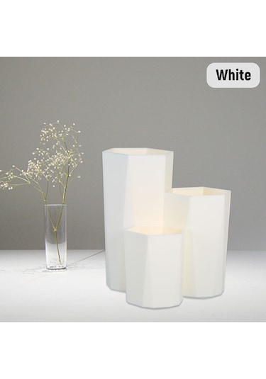 Wezone Beyaz Üç Borulu Kozmik Organizer - Makyaj Fırçaları, Kalemler Ve Cetveler İçin Ofis Odası Masaüstü Depolama Kutusu S2019060601 Diğer