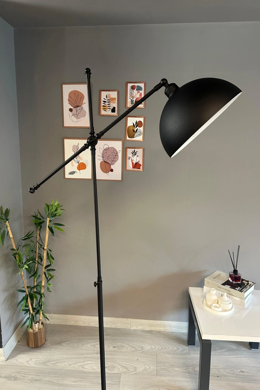 Siyah Makas Gövde Lambader Modern Dekoratif Metal Oturma Odası Çalışma Odası Zemin Lambası Siyah