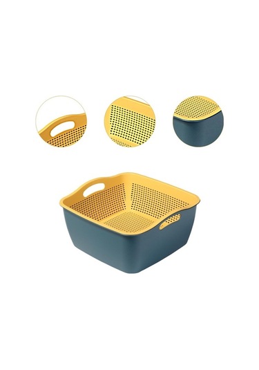 Novahub Sunttek Meyve Sebze Yıkama Sepeti Sebzeler İçin Süzgeç L Boyutunda, Sağlıklı Yemekler İçin Evde Kullanılır Mavi Sarı
