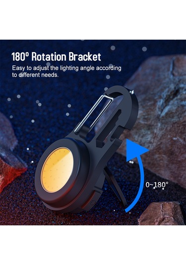 Mini Anahtarlık Feneri Led Anahtarlık Işık Lamba 180 Derece Dönen Şarj Edilebilir Mıknatıslı Çalışma Işığı Şişe Açacaklı Siyah