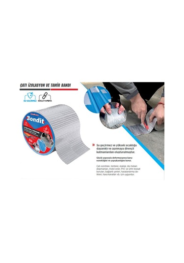 Bondit Çatı Ses Su Yalıtım Tamir Bandı Çamur Bant Gri 50 MM x 2Mt