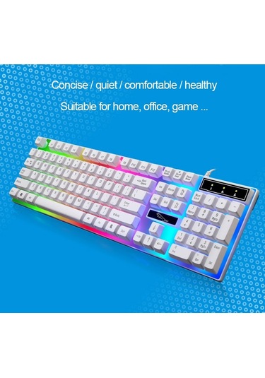 Zgb G21 1600 Dpı Profesyonel Kablolu Renkli Arka Işık Mekanik Hissediyorum Süspansiyon Klavye Optik Fare Kiti Laptop, Pc Beyaz Optik