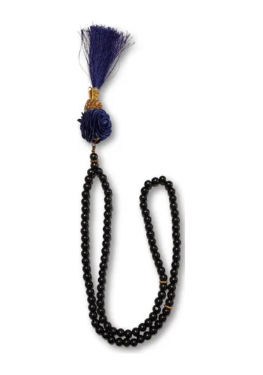 Uretti - Gül 4612 - El Yapımı Püsküllü İnci Tesbih 99'lu - Koyu Mavi Mavi - Siyah