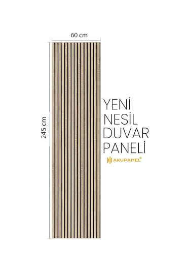 Akupanel Flex 60x245 Cm Meşe Renk Akustik Ahşap Duvar Paneli Meşe