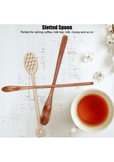 Kangvka Doğal Ahşap 3'lü Kahve, Süt, Bal Karıştırıcı Kaşık Seti - Çeşitli Şekiller, Dayanıklı, Ev Kullanıma Uygun Diğer