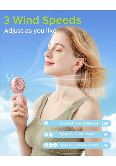 Mini Fan,telefon Tutucu,portatif El Vantilatörü Pembe 9,3x19cm