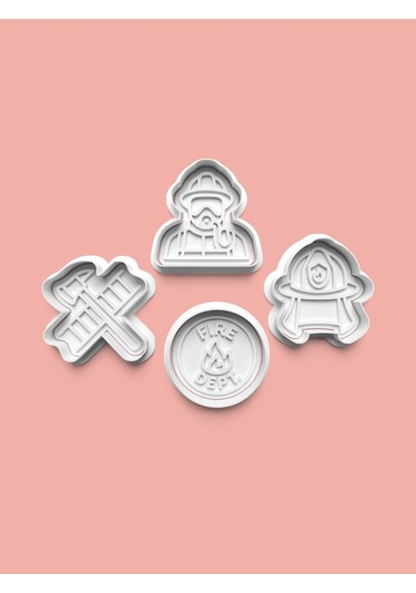 İtfaiye Temalı Kurabiye Kalıbı Ve Şeker Hamuru Kalıbı 4'lü Set Diğer