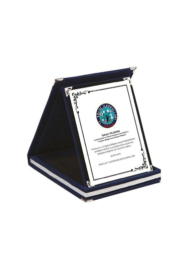 Kişiye Özel Plaket - Kişiye Özel Kadife Plaket - Lacivert Plaket - Büyük Boy Plaket 16 X 21 Altın