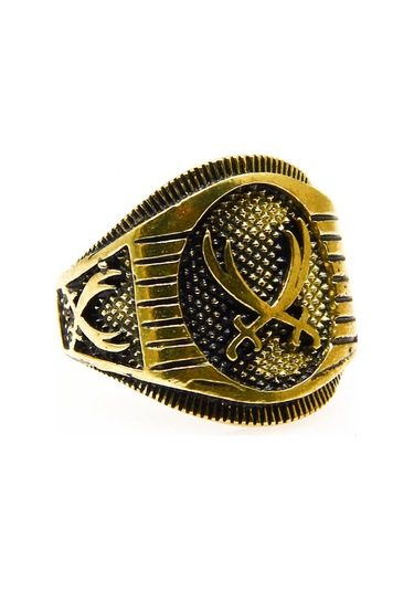 Zülfikar Kılıcı Şekilli Erkek Ayarlanabilir Yüzük Euy1258 Sarı