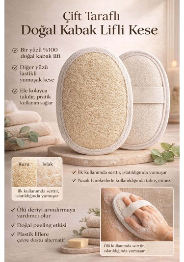 Kabak Lifli Oval Lastikli Yüz Ve Vücut Kesesi