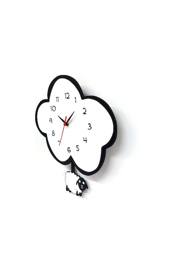 Cajuart Dekoratif Sevimli Koyun Çocuk Odası Sarkaçlı Duvar Saati